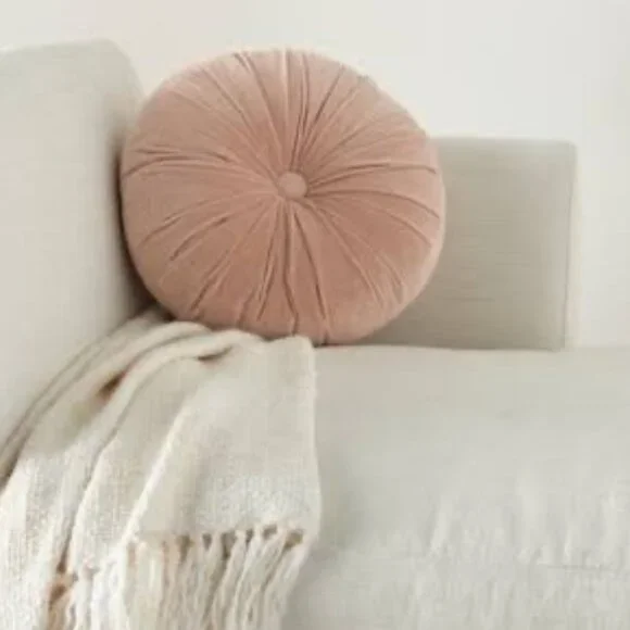 Threshold Ruched Velvet Mina‎ Victory Round Throw Pillow 16" NWT - Picture 3 of 3
